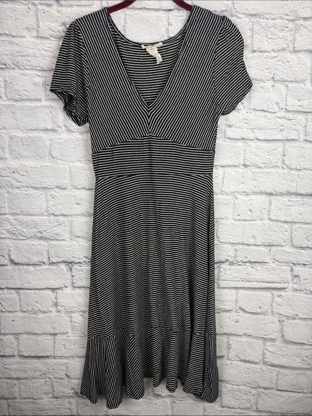 Rolla Coster Midi Black and White Striped Dress Size medium